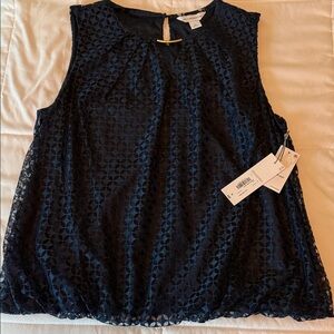 Liz Claiborne Navy Lace Sleeveless Top